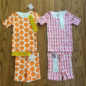 NWT Primary kids organic cotton short pajama set- Orange Dot & Pink Chevron